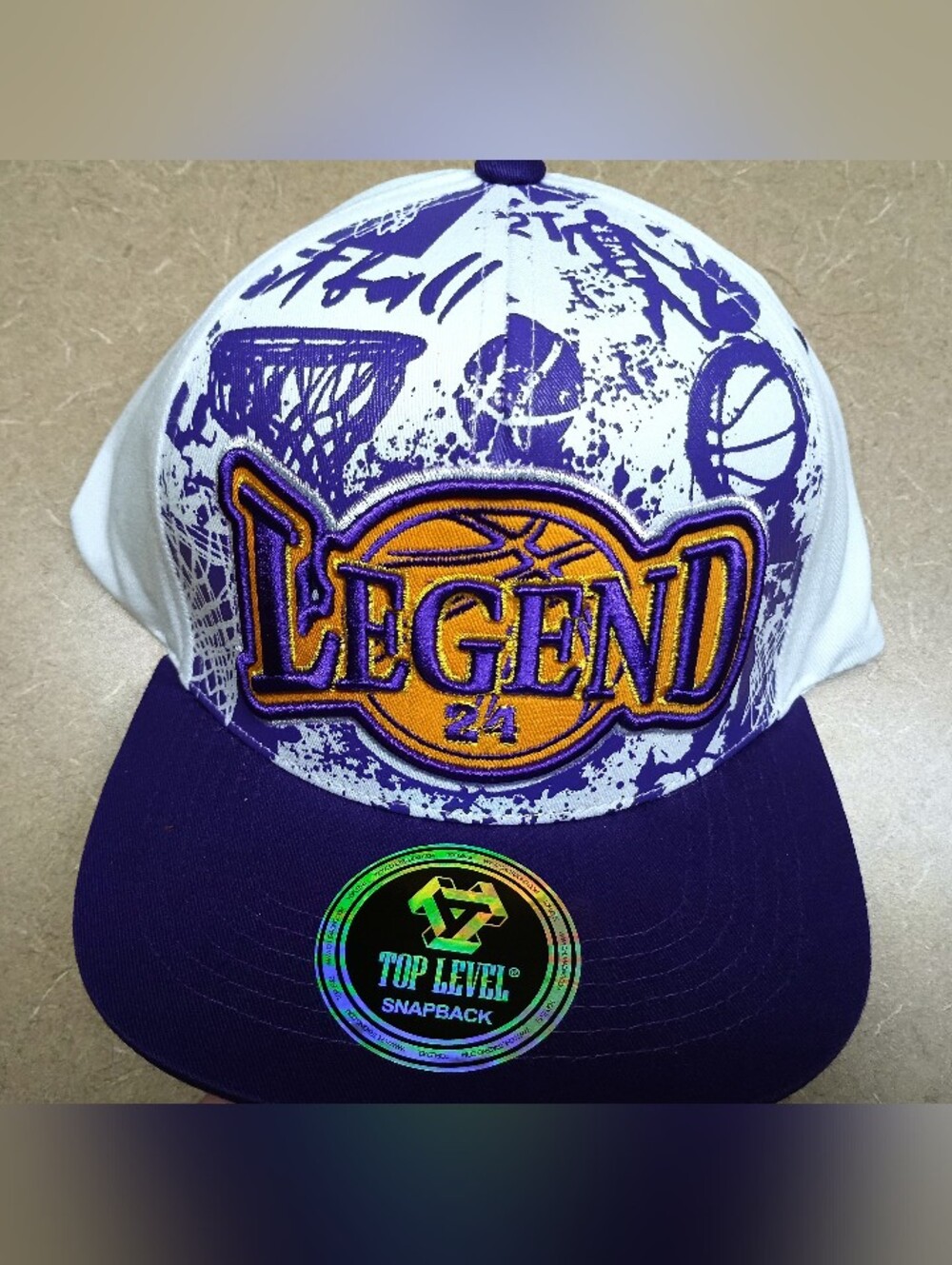 Legend 24 Basketball Snapback Hat - Purple & White by Top Level NWT